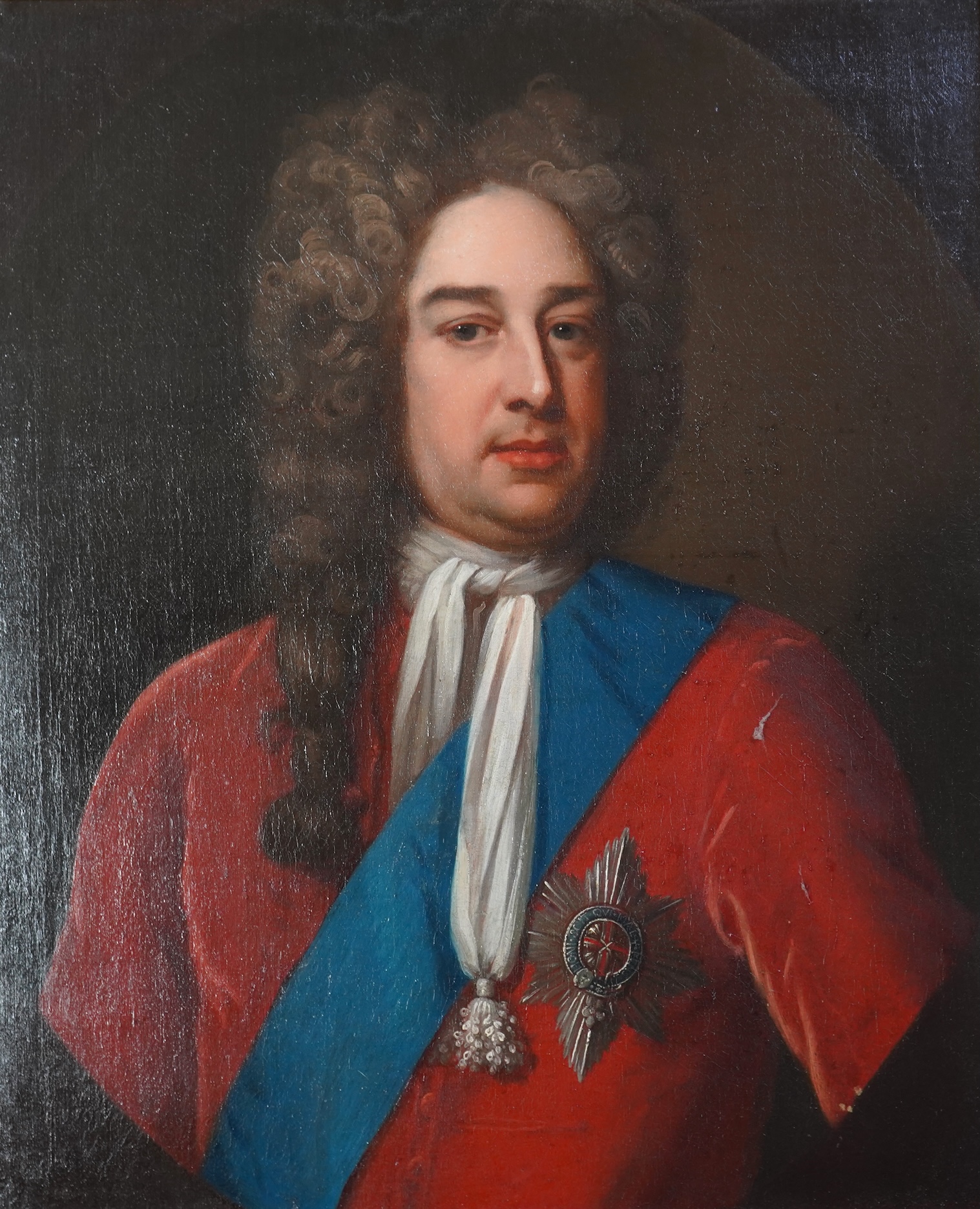 After Sir Godfrey Kneller, 1646-1723, A portrait of King George I wearing the star and ribbon of the garter